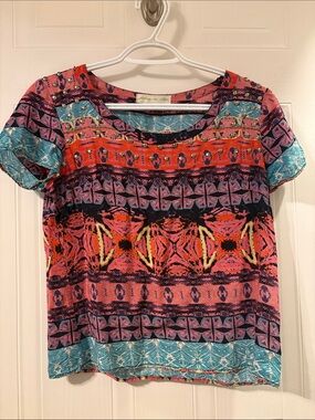 Womens Multicolor Short Sleeve Printed Tee